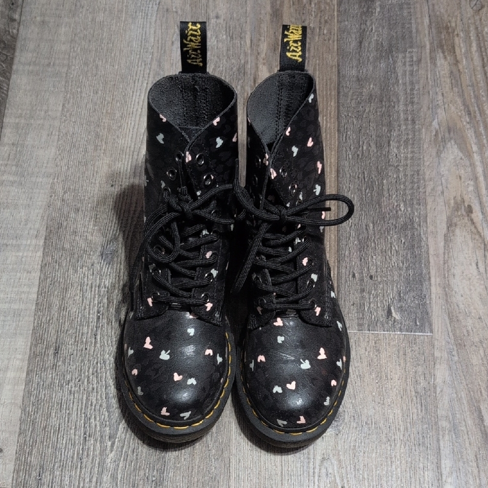 Dr. Martens 1460 Pascal Leather Wild Heart Printed Lace Up Boots